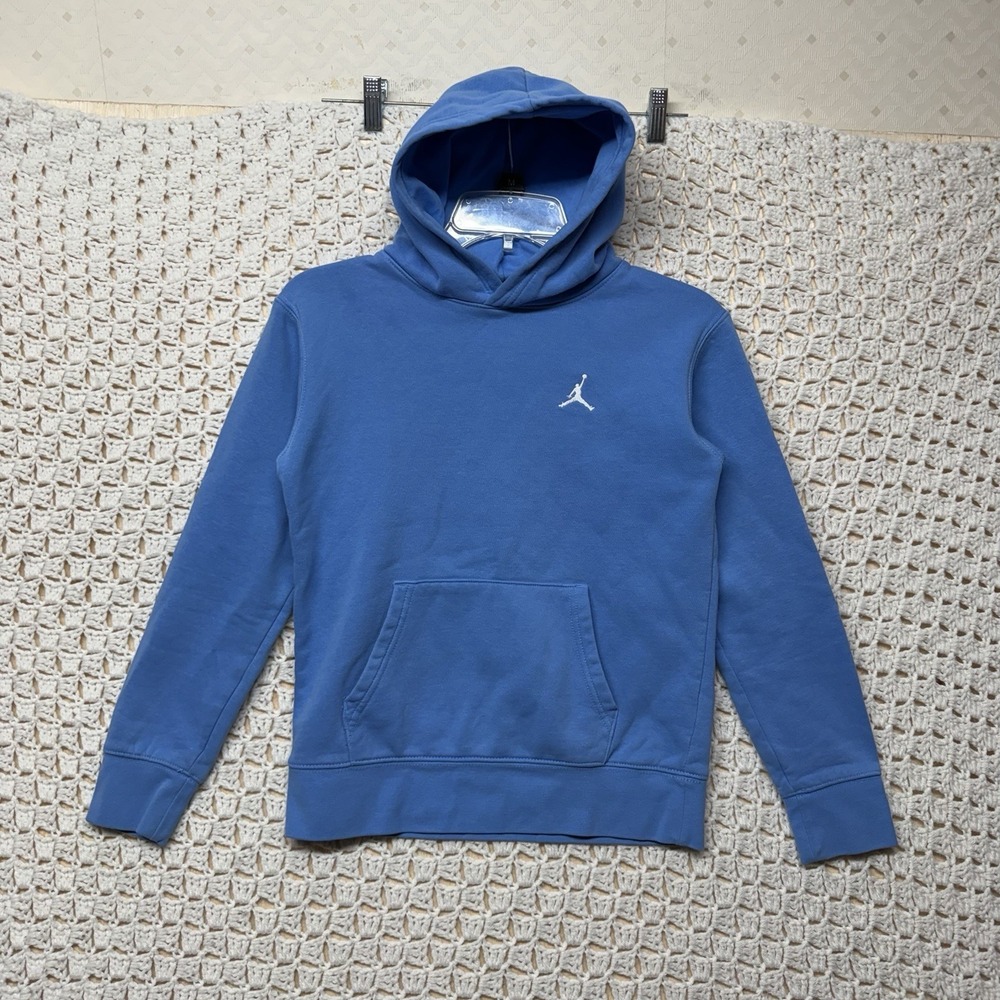 Jordan Nike Hoodie Youth M 10-12 Yrs Blue Cotton Blend Fleece Sweatshirt Boys - Picture 1 of 6
